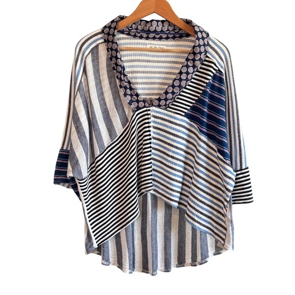 We The Free Tops - We The Free Patchwork Stripe Top Large Oversized Dolman High-Low Breezy Artsy